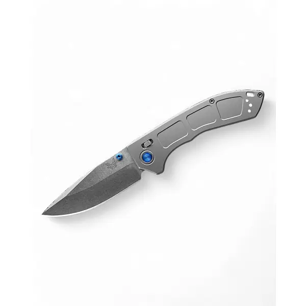 Benchmade NARROWS AXIS 灰鈦柄藍指柱折刀-M390鋼