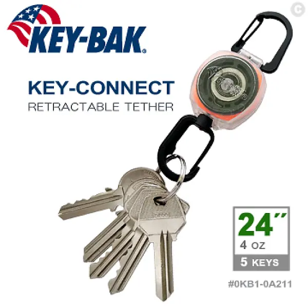 KEY BAK Sidekick系列 24”伸縮鑰匙圈/透明殼雙扣環
