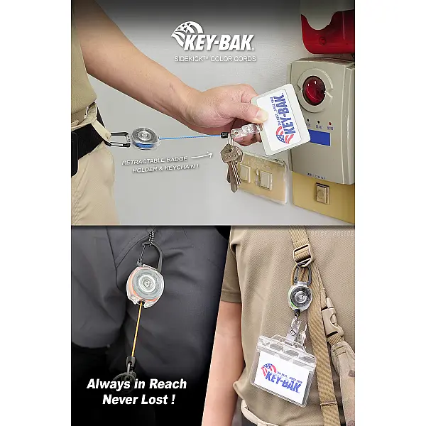 KEY BAK Sidekick 彩色線透明殼伸縮鑰匙圈-藍色線 <單一特價>-0