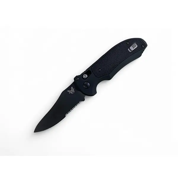 Benchmade Triage 三合一救援彈簧刀 半齒黑刃/黑鋁柄鑲G10