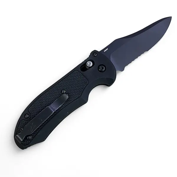 Benchmade Triage 三合一救援彈簧刀 半齒黑刃/黑鋁柄鑲G10-0