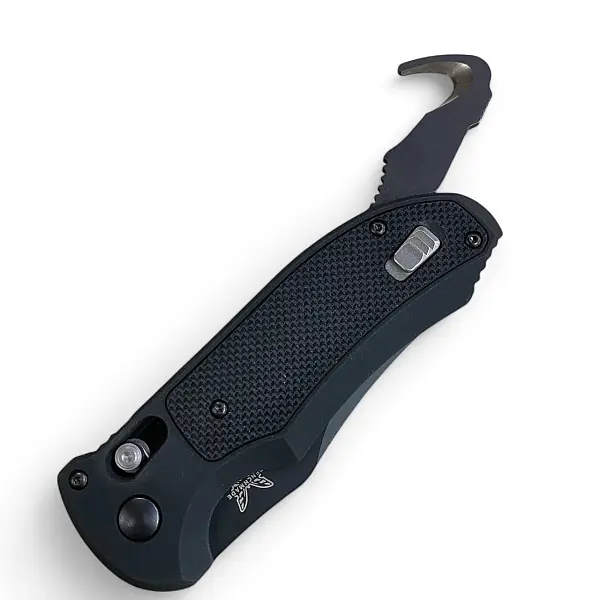 Benchmade Triage 三合一救援彈簧刀 半齒黑刃/黑鋁柄鑲G10-0