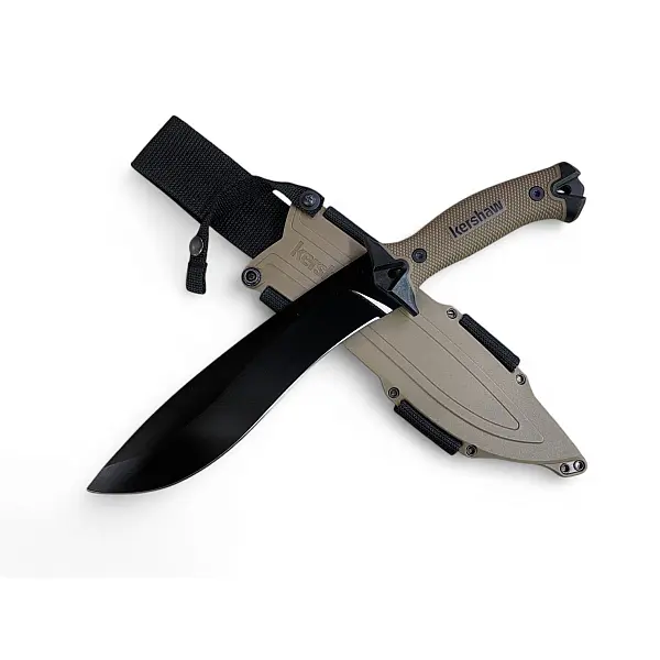 Kershaw Camp 10 野營大砍刀-狼棕 65Mn鋼/橡膠柄/黑刃