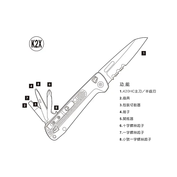 Leatherman FREE K2X 多功能工具折刀-半齒刃 <單一特價>-0