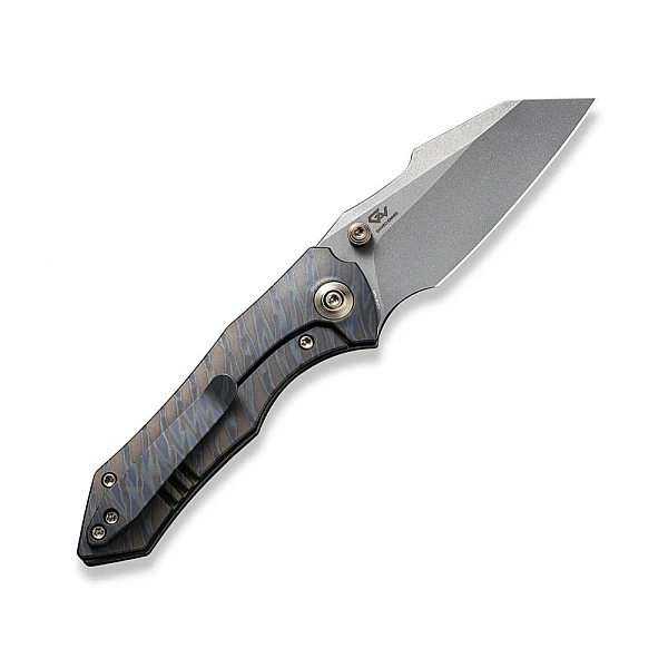 WeKnife High-Fin 虎斑紋鈦柄/石洗刃折刀-0
