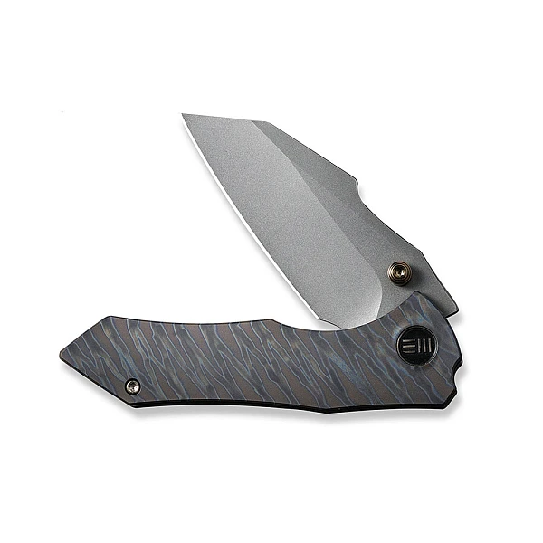 WeKnife High-Fin 虎斑紋鈦柄/石洗刃折刀-0