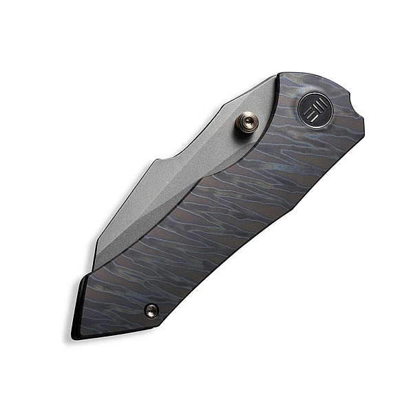 WeKnife High-Fin 虎斑紋鈦柄/石洗刃折刀-0