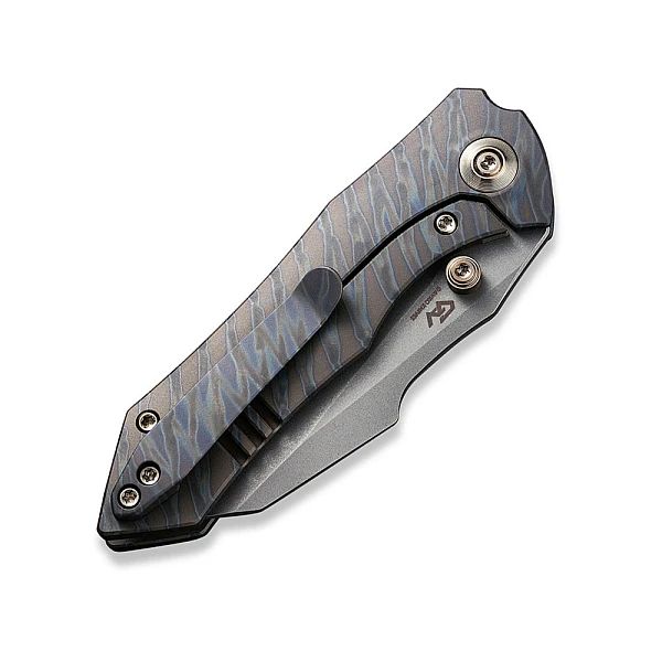WeKnife High-Fin 虎斑紋鈦柄/石洗刃折刀-0