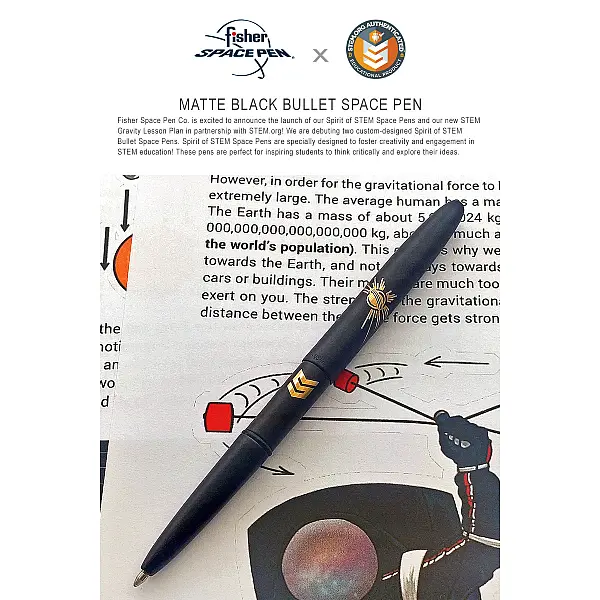 Fisher STEM系列 霧面黑子彈型太空筆-0