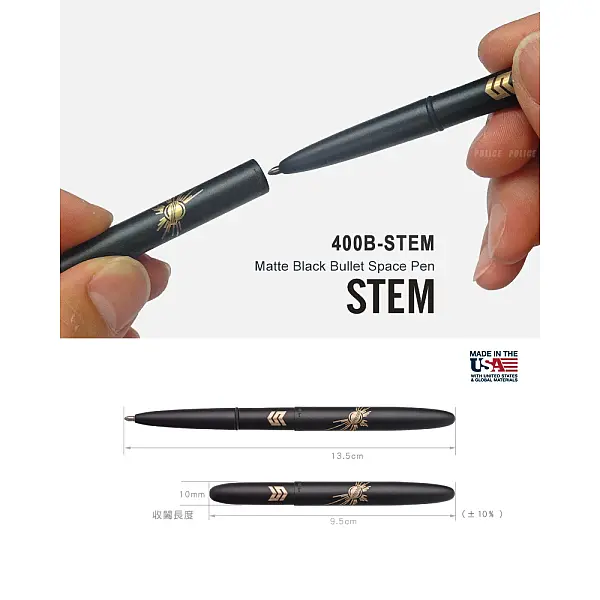 Fisher STEM系列 霧面黑子彈型太空筆-0