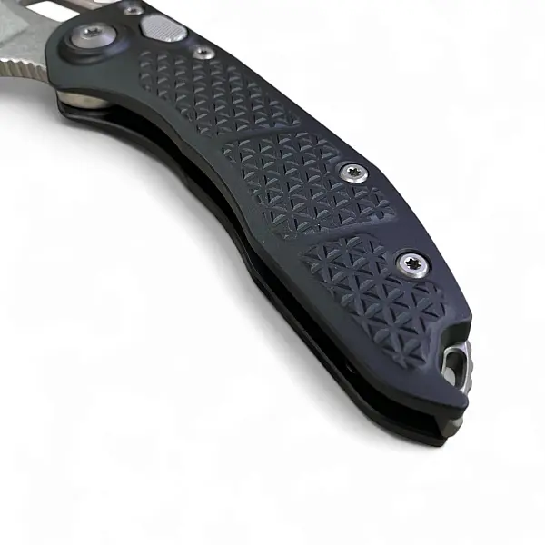 Microtech STITCH M390鋼/石洗刃/黑鋁柄側彈刀 <單一特價>-0