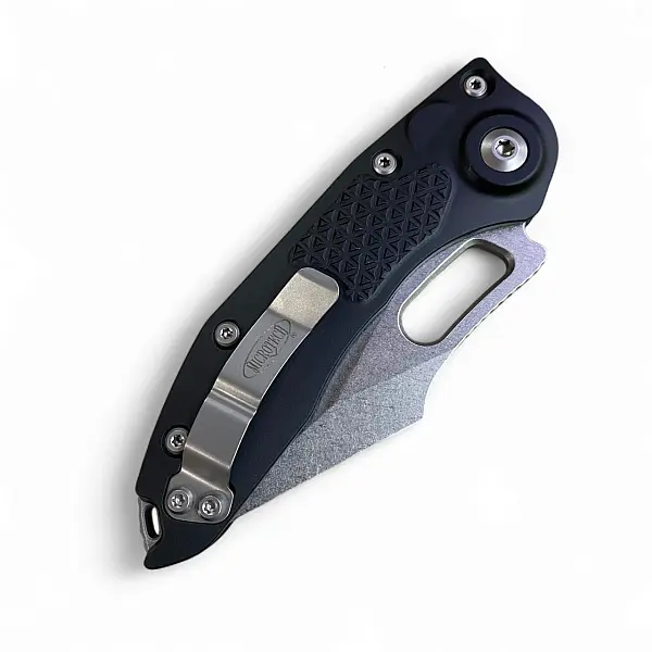 Microtech STITCH M390鋼/石洗刃/黑鋁柄側彈刀 <單一特價>-0