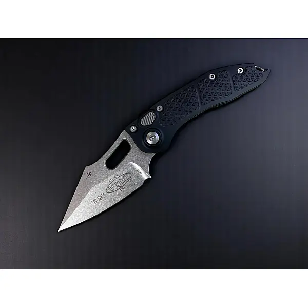 Microtech STITCH M390鋼/石洗刃/黑鋁柄側彈刀 <單一特價>-0
