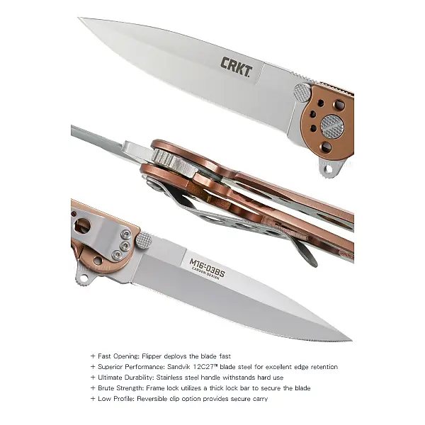 CRKT M16®-03BS BRONZE W/SILVER BLADE折刀-0
