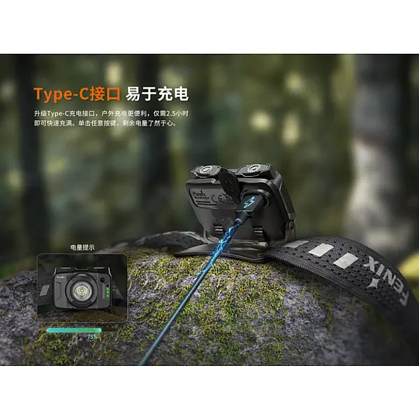 Fenix HL12R V2.0 戶外超輕充電頭燈-槍灰 500流明/Type-C直充/二年保固-0