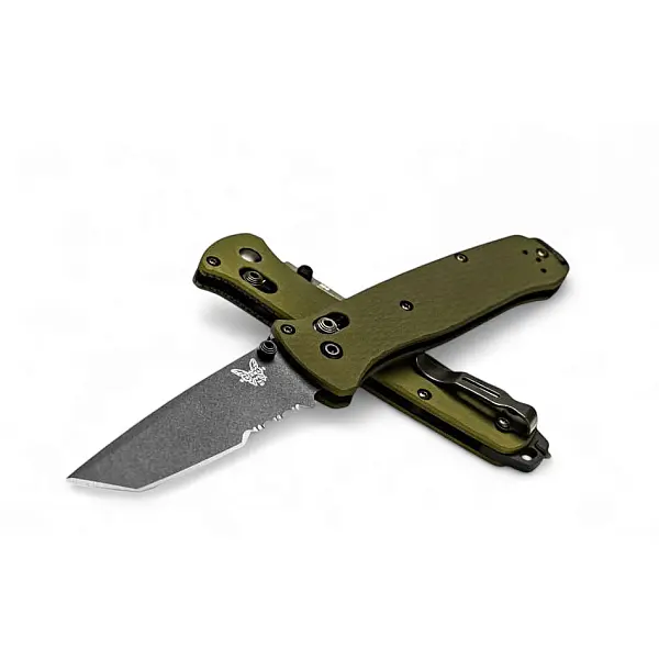Benchmade BAILOUT 綠鋁柄Tanto半齒刃折刀-0
