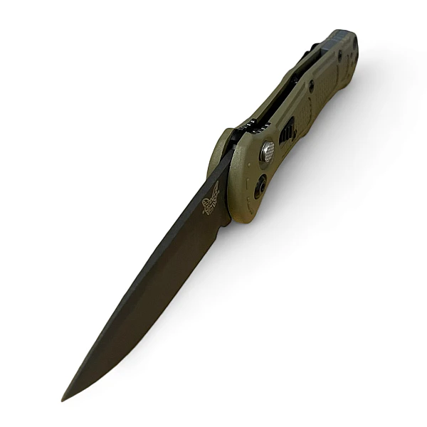 Benchmade 9570BK-1 Mini Claymore 棕綠柄黑刃自動刀 D2鋼-0