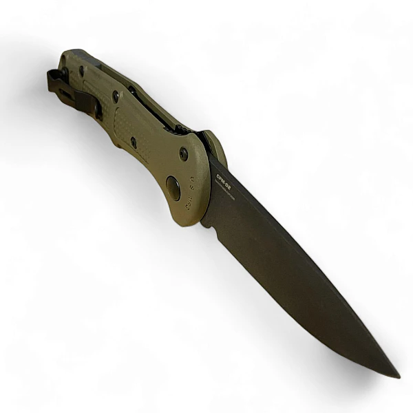 Benchmade 9570BK-1 Mini Claymore 棕綠柄黑刃自動刀 D2鋼-0