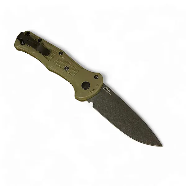 Benchmade 9570BK-1 Mini Claymore 棕綠柄黑刃自動刀 D2鋼-0