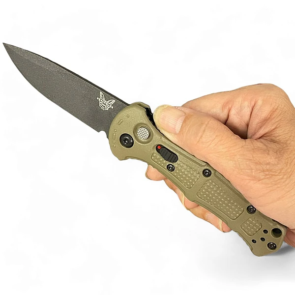 Benchmade 9570BK-1 Mini Claymore 棕綠柄黑刃自動刀 D2鋼-0