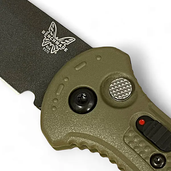 Benchmade 9570BK-1 Mini Claymore 棕綠柄黑刃自動刀 D2鋼-0