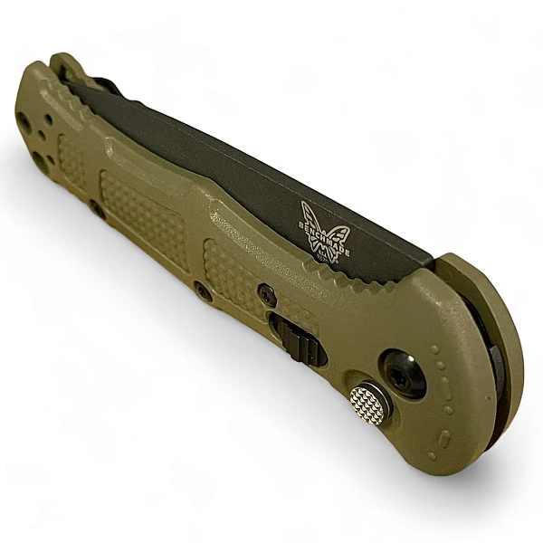 Benchmade 9570BK-1 Mini Claymore 棕綠柄黑刃自動刀 D2鋼-0