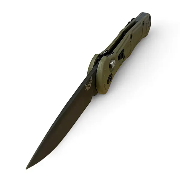 Benchmade 9570BK-1 Mini Claymore 棕綠柄黑刃自動刀 D2鋼-0