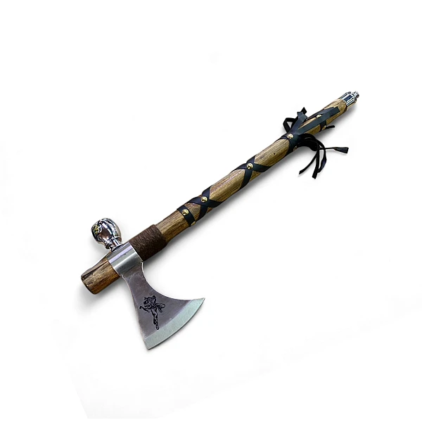 S-TEC Chief’s Tomahawk with pipe 皮革纏繞菸斗斧