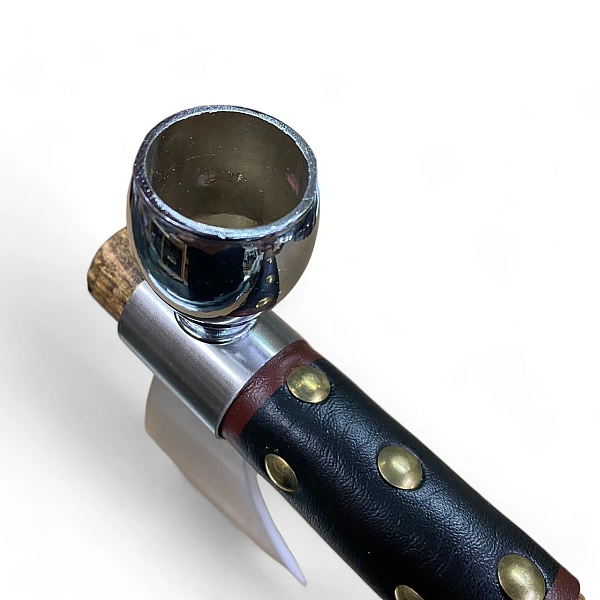 S-TEC Chief’s Tomahawk with pipe 羽毛皮革木雕花柄菸斗斧-0