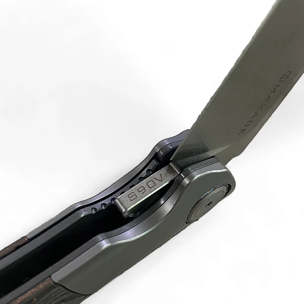 Maxace Mamba 銅紋碳纖柄/鈦馬士革背夾/S90V鋼折刀-0