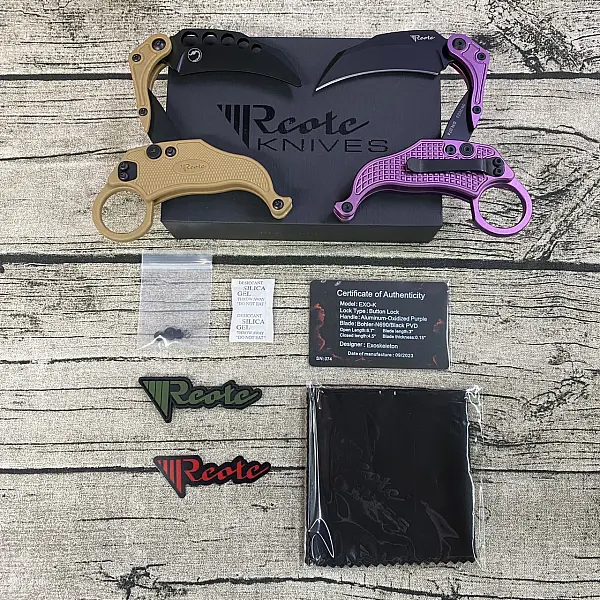 Reate EXO-K-K Exoskeleton 重力刀 紫鋁柄/黑刃/附訓練刀 <單一特價>-0