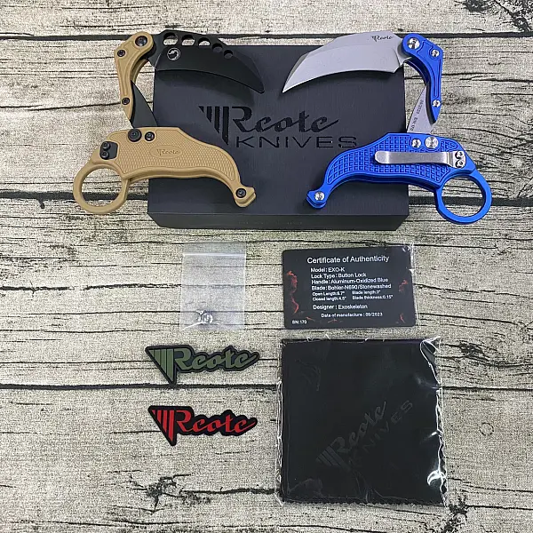 Reate EXO-K-N Exoskeleton 重力刀 藍鋁柄/石洗刃/附訓練刀 <單一特價>-0