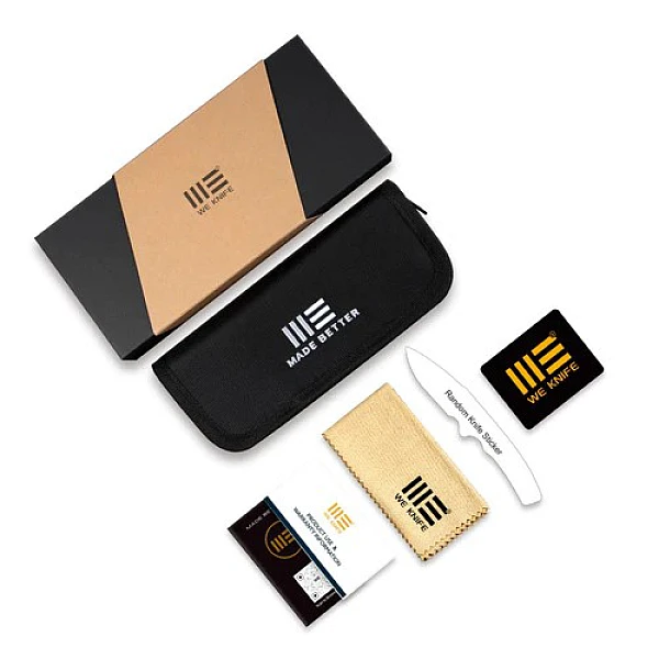 Weknife Qubit 拇指柱按鈕鎖/大馬鋼/橙皮紋鈦柄折刀-0