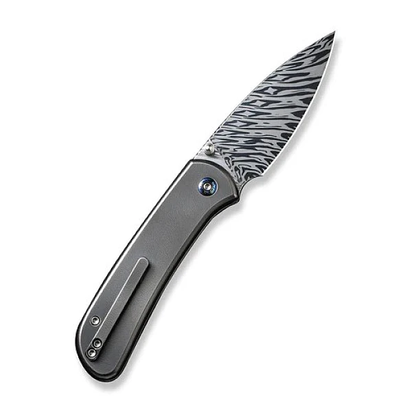 Weknife Qubit 拇指柱按鈕鎖/大馬鋼/橙皮紋鈦柄折刀-0