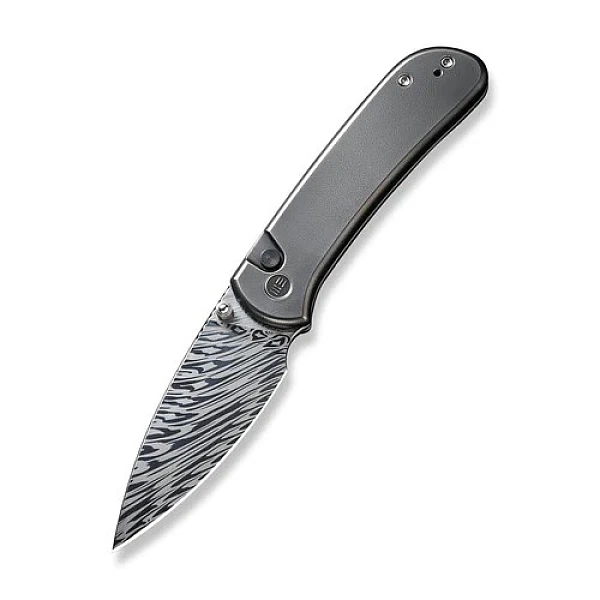 Weknife Qubit 拇指柱按鈕鎖/大馬鋼/橙皮紋鈦柄折刀-0