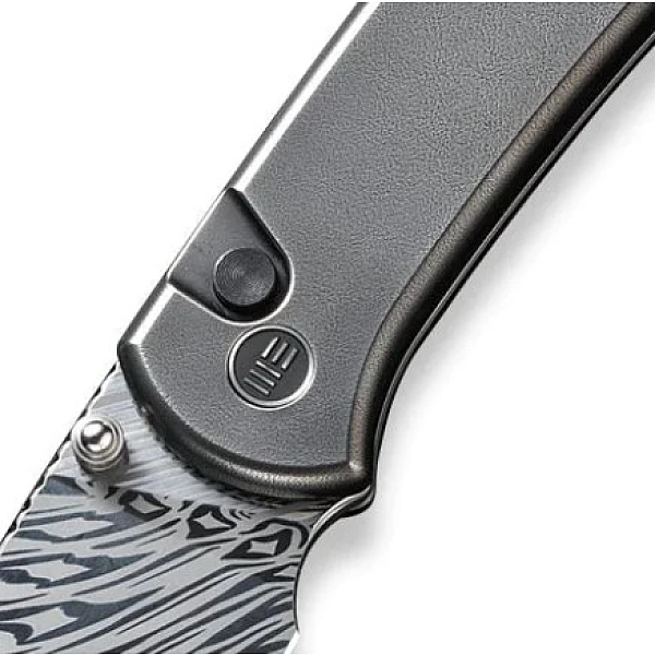 Weknife Qubit 拇指柱按鈕鎖/大馬鋼/橙皮紋鈦柄折刀-0