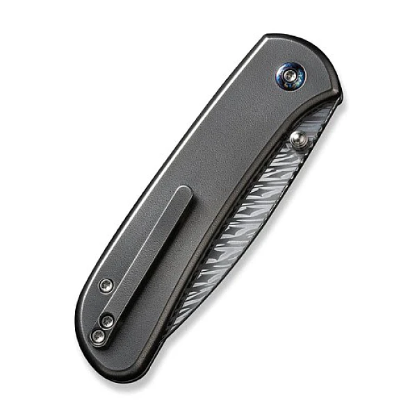 Weknife Qubit 拇指柱按鈕鎖/大馬鋼/橙皮紋鈦柄折刀-0