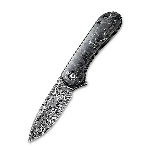 Civivi Elementum 碎碳纖維銀絲柄大馬士革鋼折刀-0