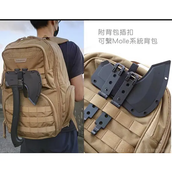 CRKT Skeggox黑GRN斧頭 附戰術背夾/MOLLE扣條-0
