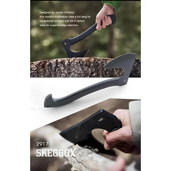 CRKT Skeggox黑GRN斧頭 附戰術背夾/MOLLE扣條-0