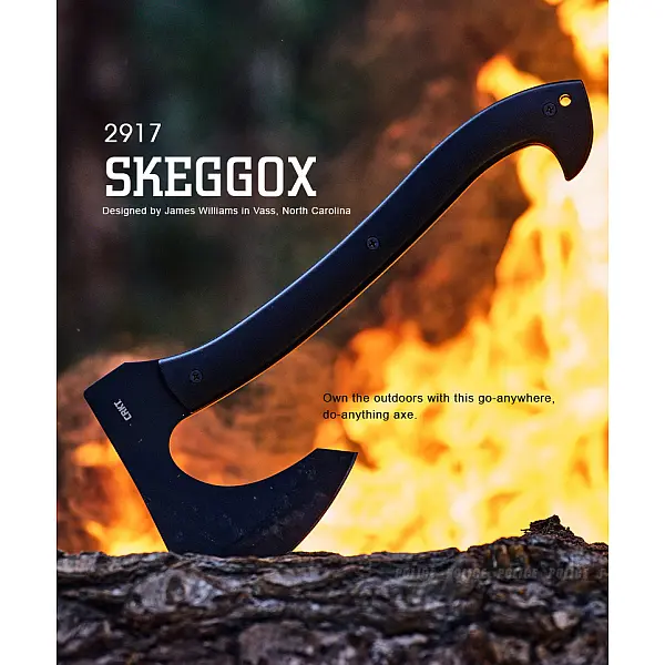 CRKT Skeggox黑GRN斧頭 附戰術背夾/MOLLE扣條-0