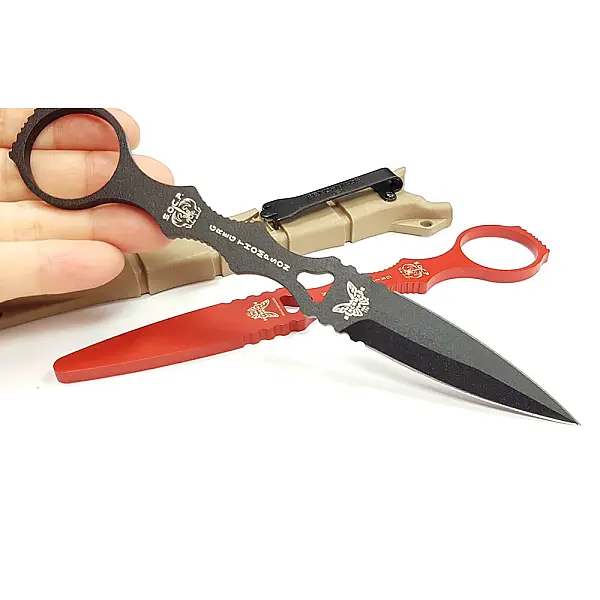 Benchmade SOCP DAGGER黑色刃沙色鞘含練習用刀-0