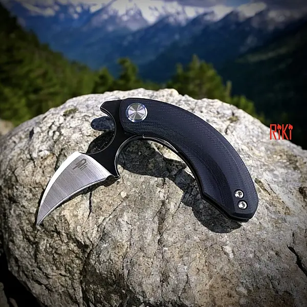 Bestech STRELIT 黑銀雙色摺疊手刺 14C28N鋼/黑G10柄-0