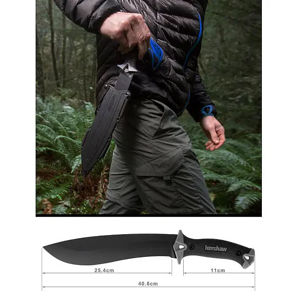 Kershaw Camp 10 野營大砍刀 65Mn鋼/橡膠柄/黑刃-0