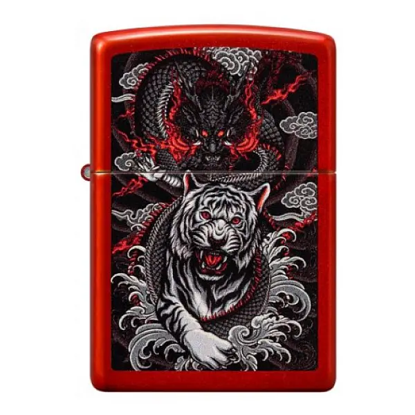 Zippo Dragon Tiger Design 龍虎雙煞打火機-贈小油