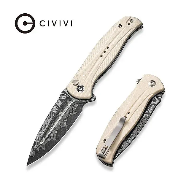 Civivi Incindie 大馬鋼/白柄/按鈕鎖折刀