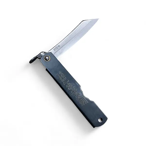 HIGONOKAMI 肥後守 HIGO-8B 夾鋼黑色折刀-0