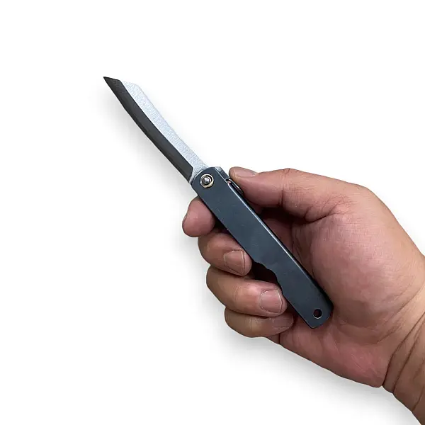 HIGONOKAMI 肥後守 HIGO-8B 夾鋼黑色折刀-0