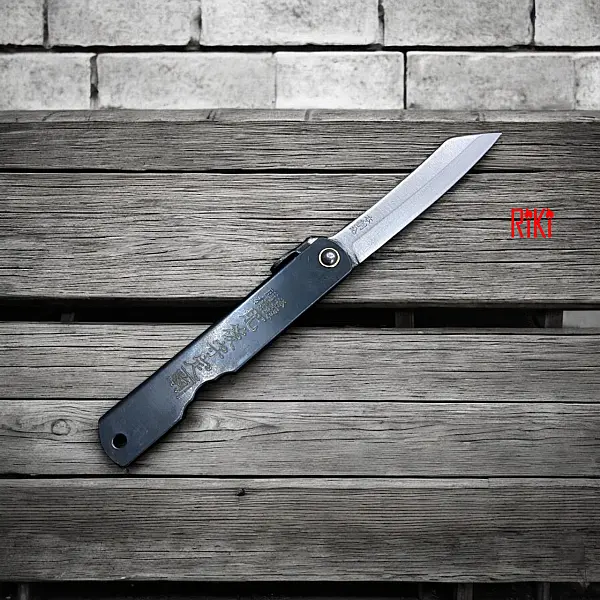 HIGONOKAMI 肥後守 HIGO-8B 夾鋼黑色折刀-0