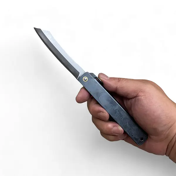 HIGONOKAMI 肥後守 HIGO-9B 夾鋼黑色折刀-0